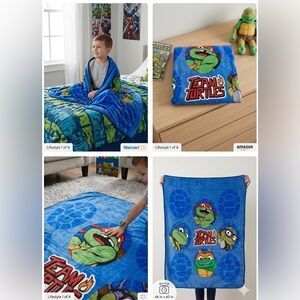 Team Turtles Blue Kids Throw Blanket - TMNT 46x60